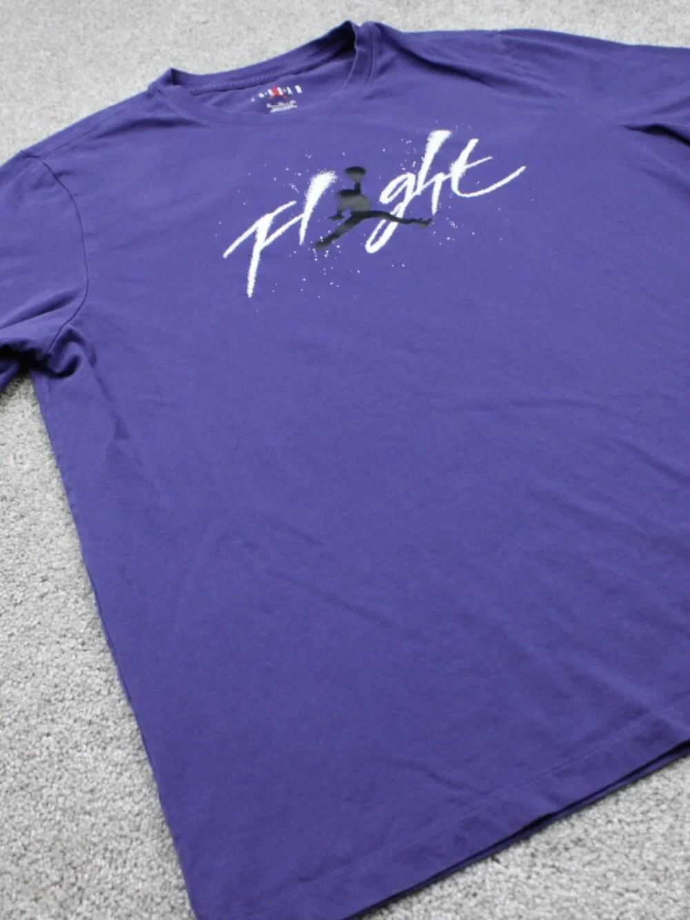 Jordan Flight Shirt Men 2XL XXL Purple Double Sided Cotton Short Sleeve Pullover
